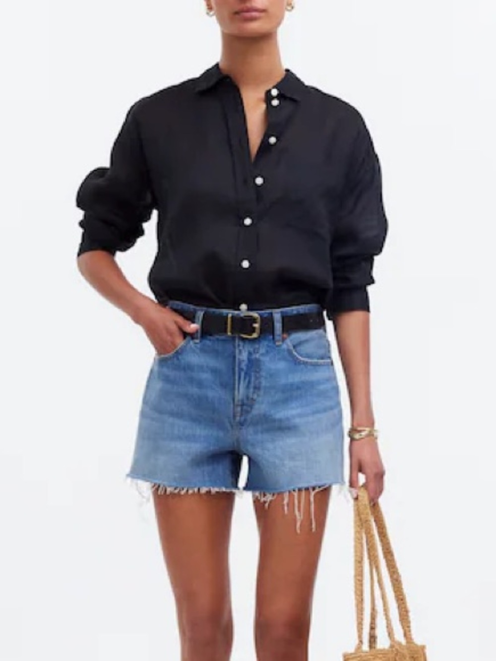 Madewell Relaxed Denim Fray-Hem Shorts